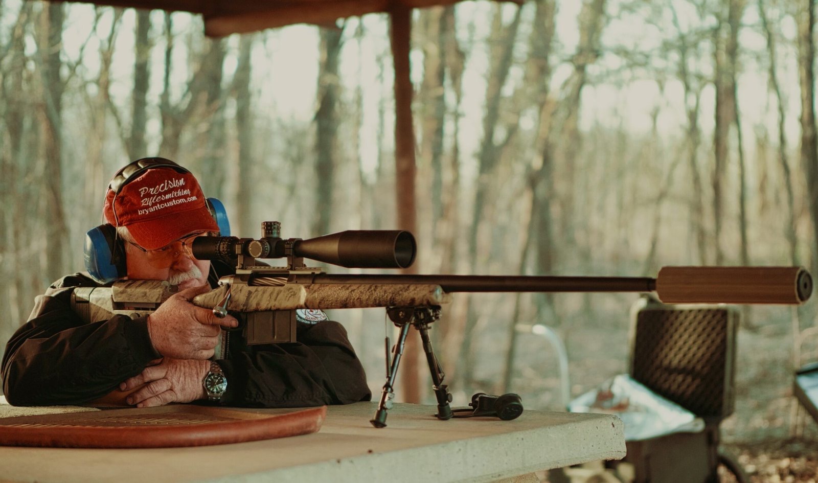 Mike Bryant testing a custom rifle at the range