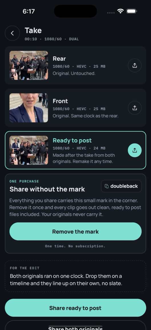 Doubleback two clean files