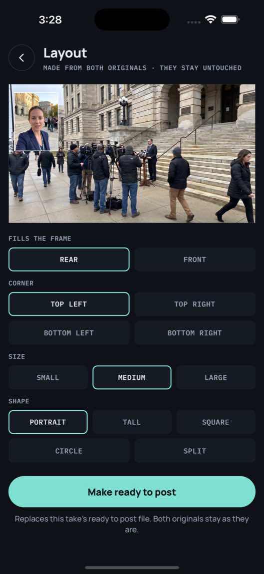 Doubleback layout controls
