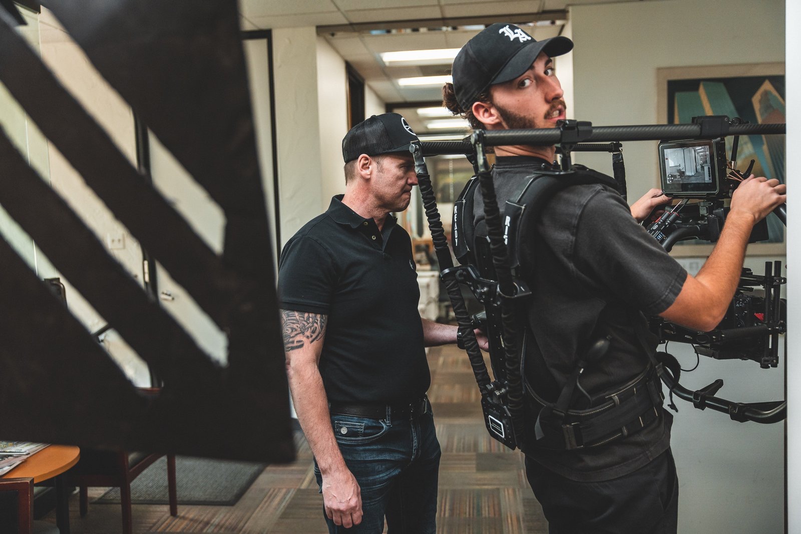 Camera and lighting crew on the EPI shoot