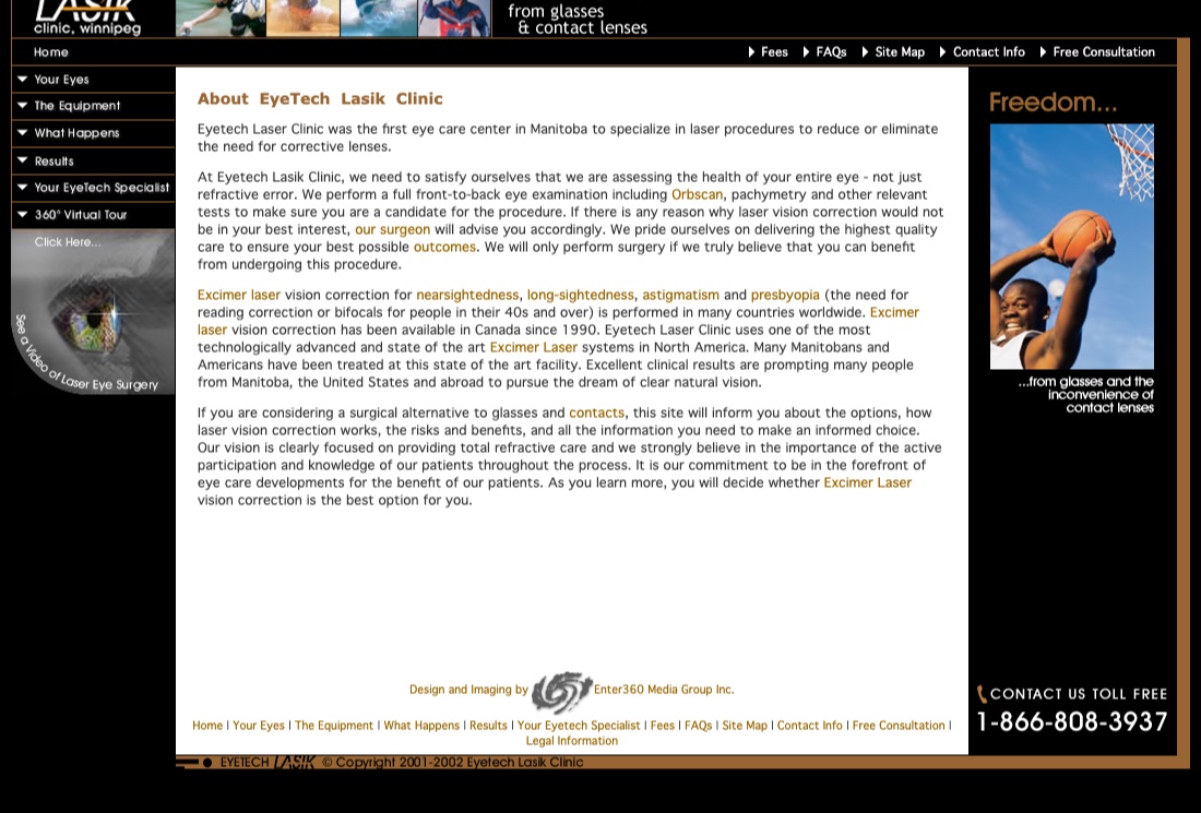 The EyeTech LASIK website, rendered from the original source