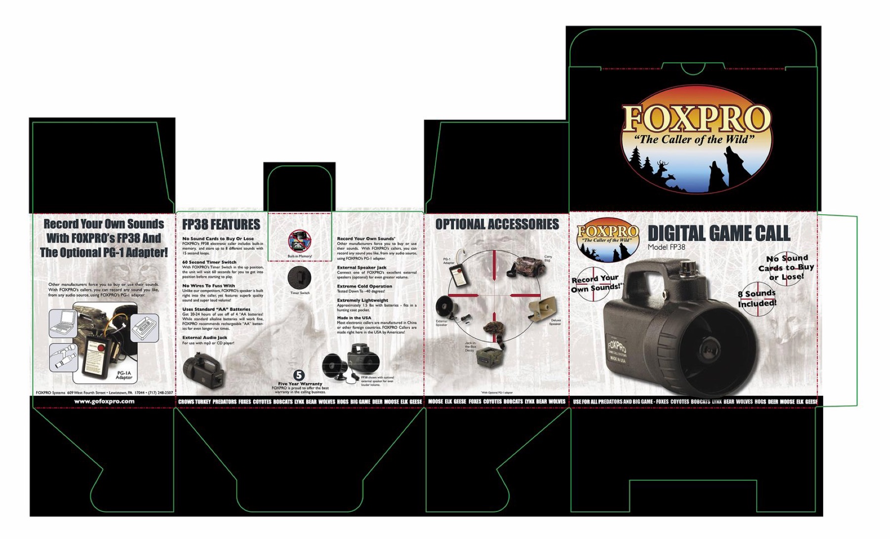 FOXPRO FX5 digital game call retail box design