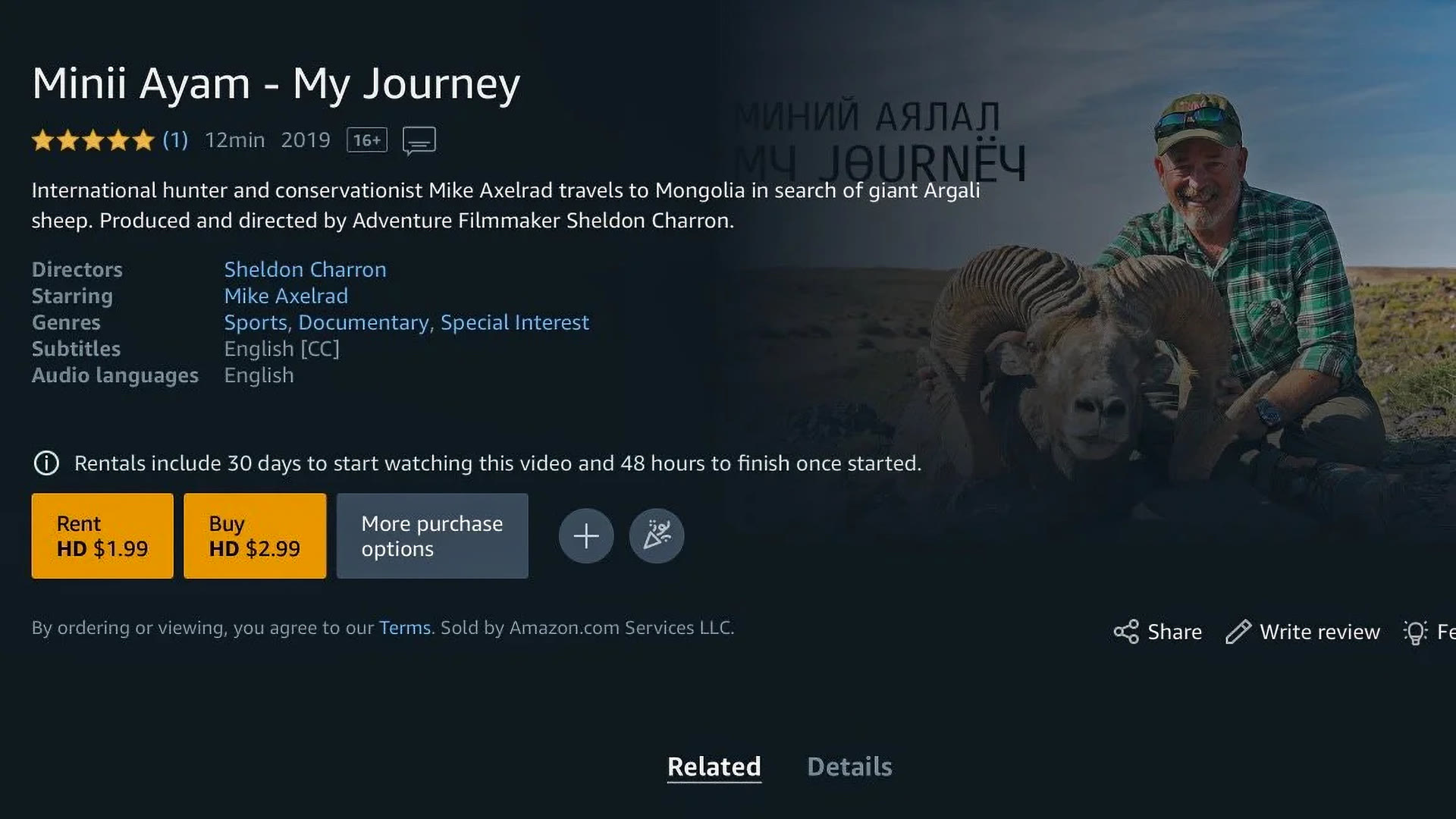 Minii Ayam: My Journey on Amazon Prime Video, with Sheldon Charron credited as director
