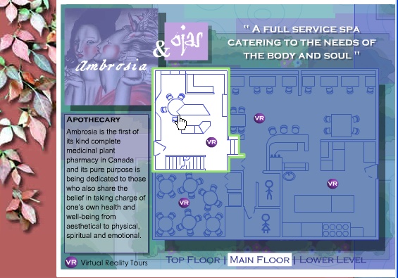 The Ambrosia spa interactive floor plan with virtual tour markers